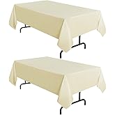 sancua 2 Pack Beige Tablecloth 60 x 102 Inch, Rectangle 6 Feet Table Cloth - Stain and Wrinkle Resistant Washable Polyester Table Cover for Dining Tables, Buffet Parties and Camping