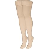 NuVein Medical Compression Stockings, 20-30 mmHg Support, Women & Men Thigh Length Hose, Closed Toe, Light Beige, Medium