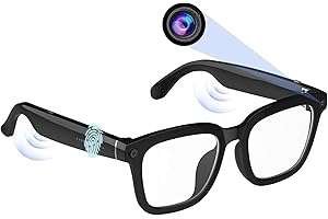 CUISUTO Smart AI Glasses with 80MP HD Camera, 1080P Video, Bluetooth/Wi-Fi, Voice Control & AI Recognition – Lightweight Hands-Free Glasses for Recording & Translation, Photography-Anti-Blue Lights Lense