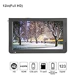 12 inch Portable Digital Television, Fosa Small 16:9 ATSC 1080P HD HDMI Video Player TFT LED TV Built-in Rechargeable Battery Support USB and TF Card for Car, Caravan, Camping, Outdoor or Kitchen(12")