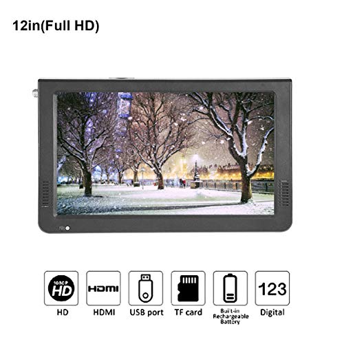 12 inch Portable Digital Television, Fosa Small 16:9 ATSC 1080P HD HDMI Video Player TFT LED TV Built-in Rechargeable Battery Support USB and TF Card for Car, Caravan, Camping, Outdoor or Kitchen(12")