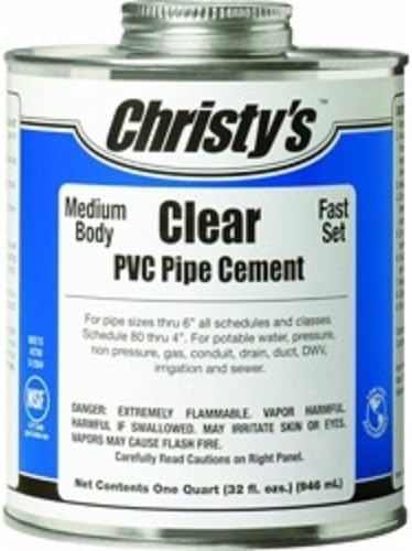 Christy's - Clear Medium Body PVC Cement, Box of 12 Quarts