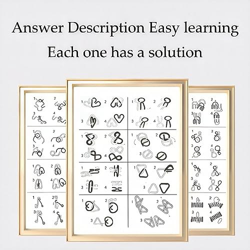 Metal Wire Puzzle Set of 24 with Pouch,Brain Teaser IQ Test Disentanglemen Iron Link Unlock Interlock Game Chinese Ring Magic Trick Toy for Party Favor Kids Adults Challenge