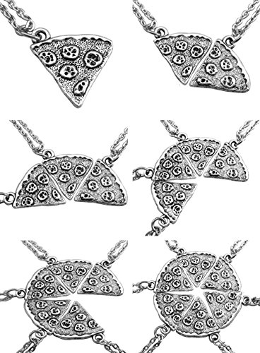 MJartoria Antique Silver Color Pizza Slice Friendship Necklace Set of 3