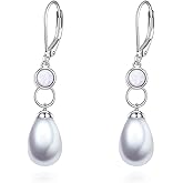 POPLYKE Pearl Earrings for Women Sterling Silver Pearl Dangle Earrings Jewelry Gift for Women