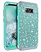 LONTECT Compatible Galaxy S8 Case Luxury Glitter Sparkle Bling Heavy Duty Hybrid Sturdy High Impact Shockproof Protective Cover Case for Samsung Galaxy S8, Shiny Teal
