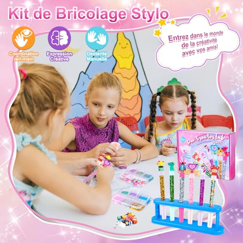 Kazzley Make a pen, pen creation kit with 55+ accessories, children's craft kit, gift idea for girls 4 6 8 years, manual activity for children 5 7 9 10 years, birthday gift for girls and boys