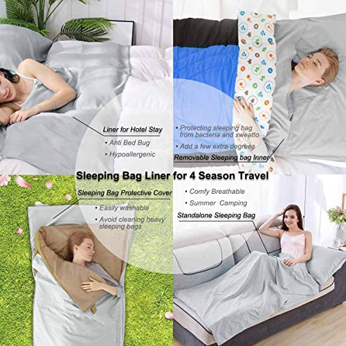image for Siaomo Travel Sheets Sleeping Bag Liner - Comfy Breathable Cotton Poly
