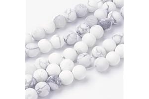 45pcs 0.31inch Natural Howlite Stone Beads Frosted Round Gemstone Beads Loose Spacer Bead for DIY Necklace Bracelet Earrings 