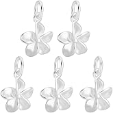 Beebeecraft 1 Box 5Pcs Silver Flower Charms 925 Sterling Silver Antique Tibetan Style Floral Flowers Mini Charm with Polishing Cloth for Jewelry Making Pendants Necklace Bracelet DIY Crafts Supplies