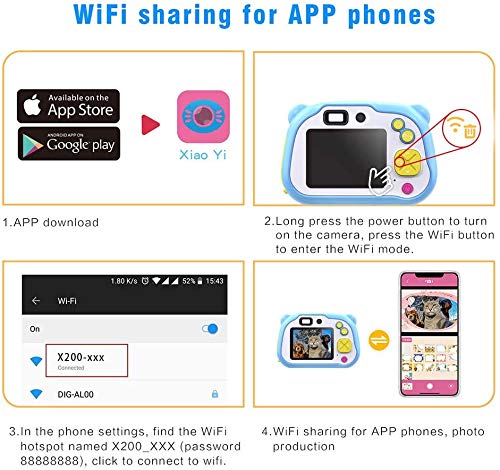 CrazyFire WiFi Kinder Kamera Autofokus-Digitalkamera mit Blitz Dual Kamera 12MP Anti-Drop Stoßfestes Design… – Bild 7