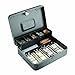 MMF Industries STEELMASTER Tiered Tray Cash Box | 11.81” W x 3.18” H x 9.43” D | 10 Compartments | Tiered Tray Design | Recessed Handle | Secure Cam Lock | Steel Construction