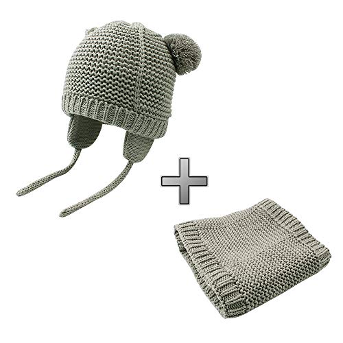 image for BAVST Baby Girls Boys Winter Hat Scarf Set Pompom Warm Knit Beanie and