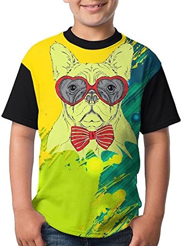 Girl Green Funny Pug With Glasses Tie Casual Graphic Tee L With Round Neck.