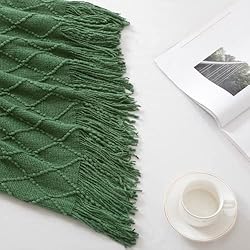 BOURINA Green Throw Blanket Textured Solid Soft