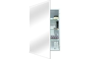 HESONTH 14"x24" Bathroom Medicine Cabinet with Mirror, Rectangular Beveled Frameless Mirror Cabinet,Wall Mounted Cabinet for Bathroom Toilet Kitchen,Recess or Surface Mount Installation