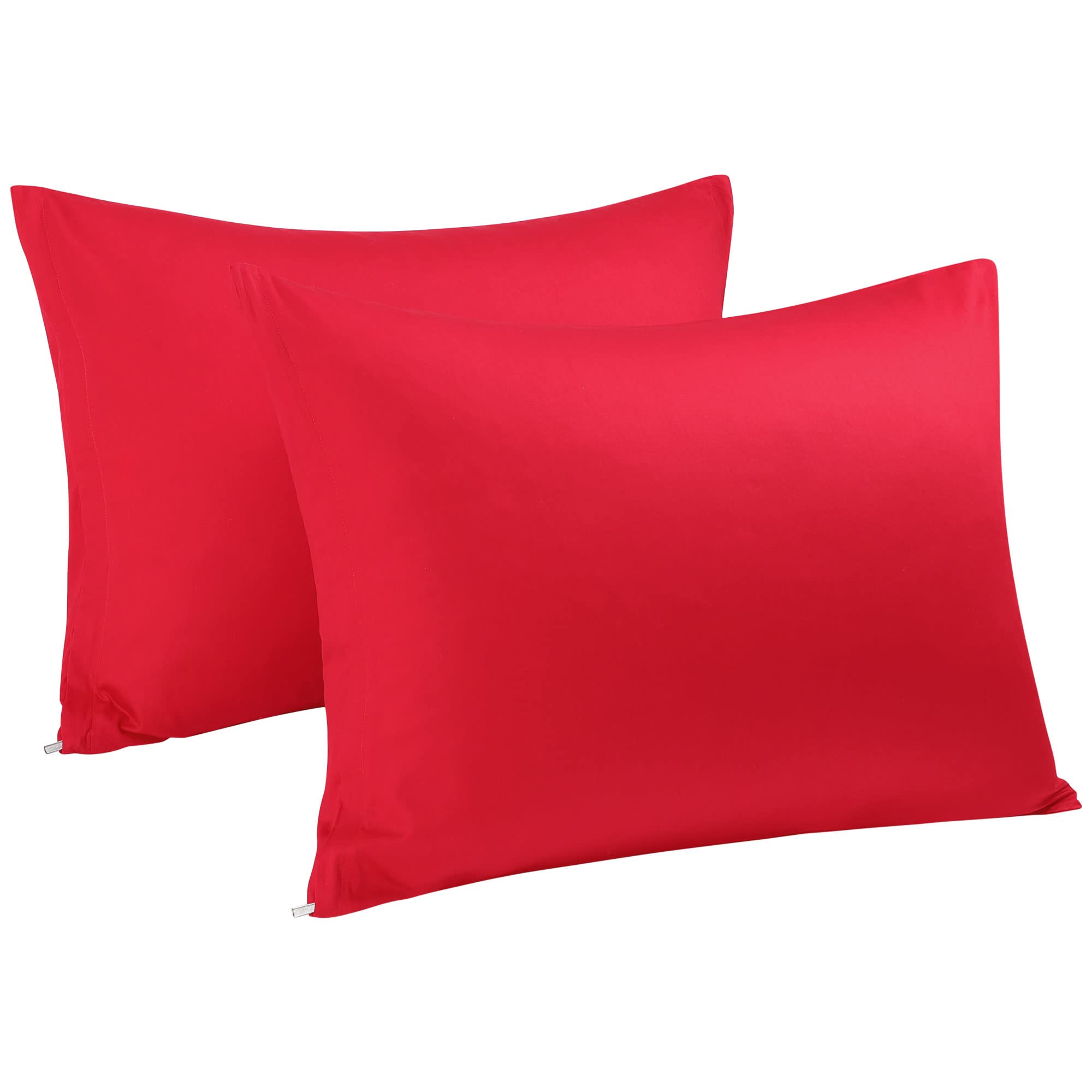 sourcingmap 100% Egyptian Cotton Pillowcases 2 Pack, 300 Thread Count Hotel Quality Pillow Cases with Zipper Closure Super Soft and Breathable Bed Pillow Cases Red 50 x 75cm