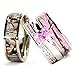 KingswayJewelry 4pcs His Hers Pink Camo Radiant Titanium,Stainless Steel & Sterling Silver Wedding Ring Set