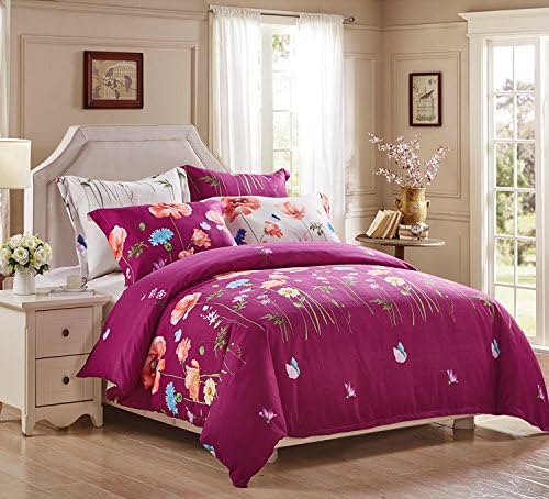 3 Piece Duvet Cover and Pillow Shams Bedding Set, Soft and Elegant ,Cozy Flower Reversible (Full Size)