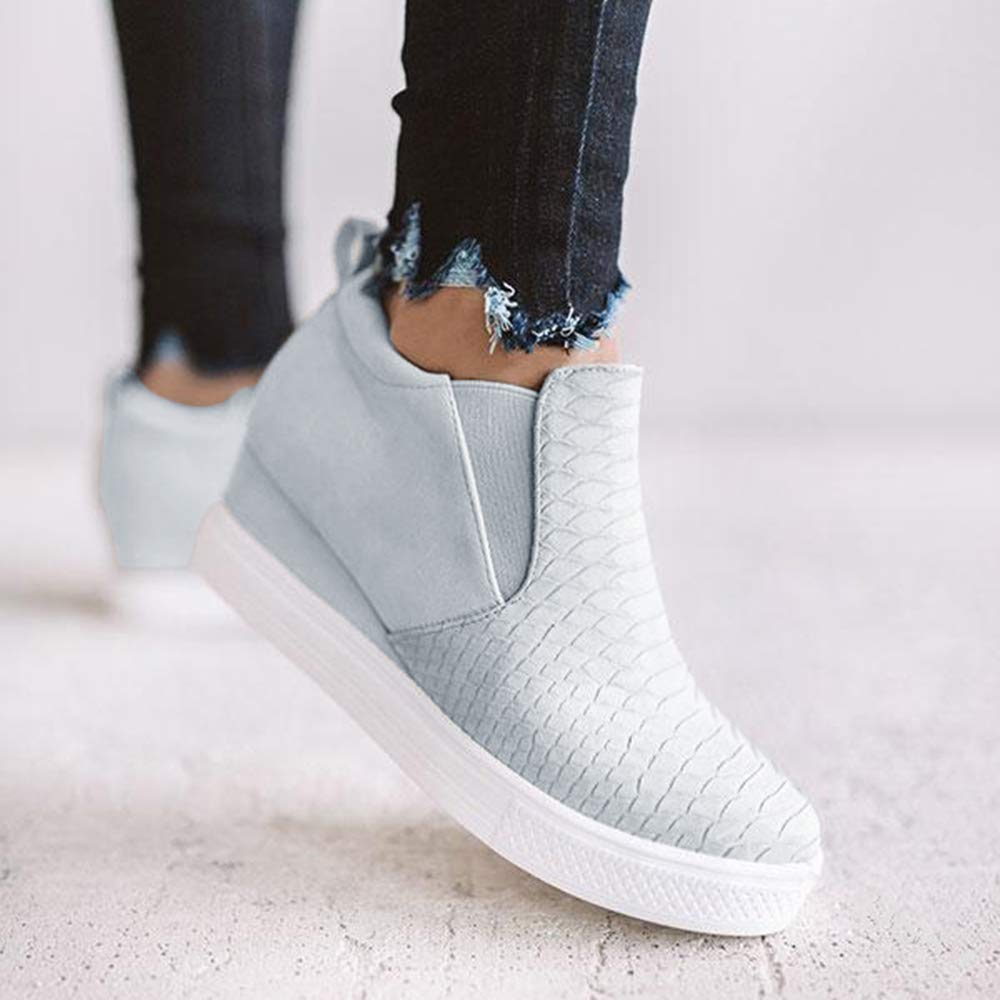 Fashare Womens Wedge Sneakers High Top Side Zipper Platform Hidden Wedgie Shoes Booties - Image 4