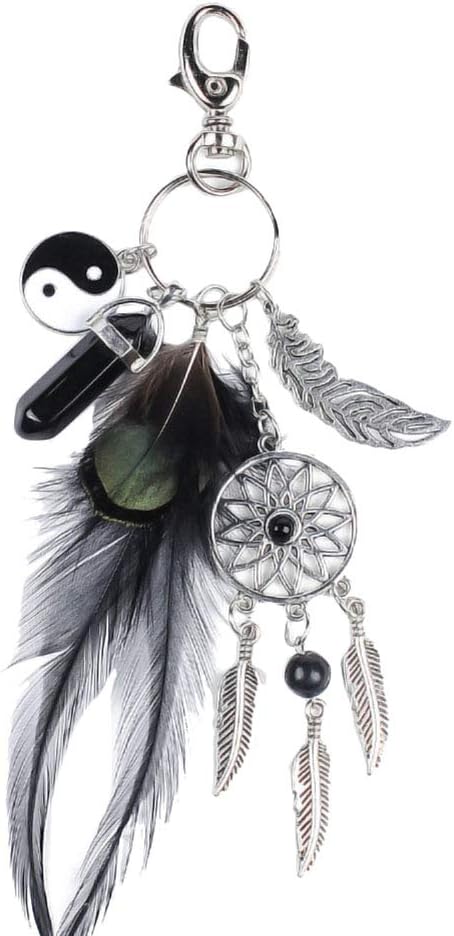 Wansan Car Keychain Elaborate Dream Catcher Feather Tassel Keychain Hanging Pendant Charm Key Ring for Women Girls
