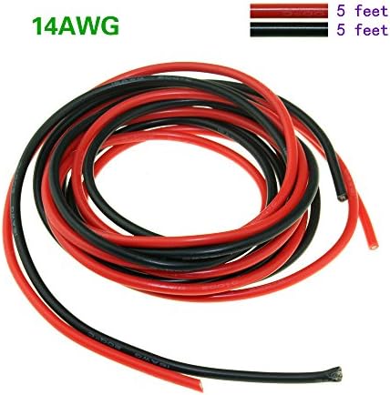 14 Gauge Silicone Wire 10 feet [5 ft Black And 5 ft Red] High Temperature Resistant Soft and Flexible 14 AWG Silicone Wire 400 Strands of Copper Wire