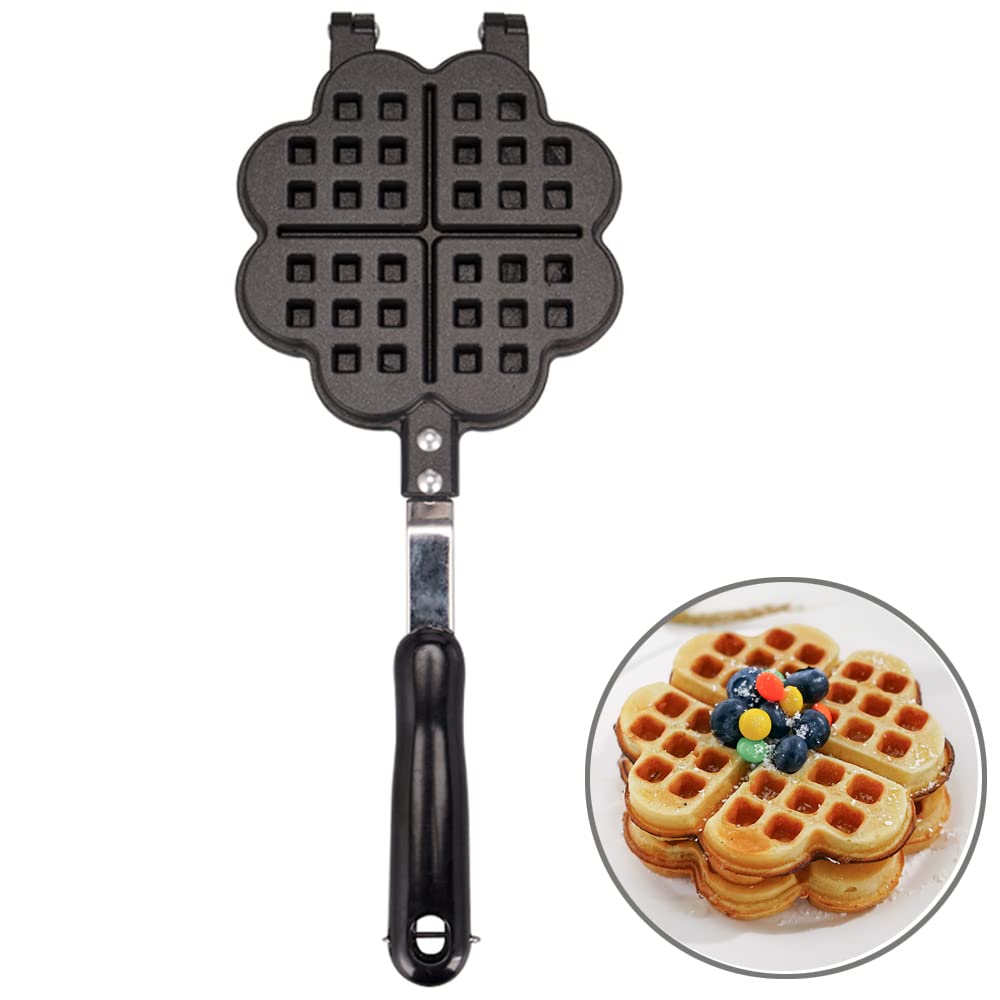 TAMUME Aluminium Cooker Belgian Waffle Maker Heart Waffle Maker -4 Heart-Shaped Slice