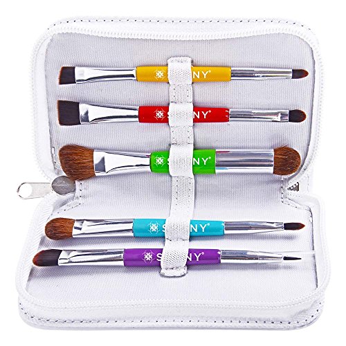 SHANY 5 Piece Double Sided Essential Brush Set with Travel Pouch, The Double Trouble