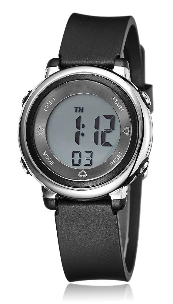 Womens Digital Watches LED Screen Silicone Strap Watch Military Multifunction Waterproof Alarm Stopwatch LED Backlight Outdoor Sports Watch, G Black, Sports