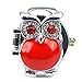 Women's Fashion Lovely Owl Crystals Quartz Finger Ring Watch with Gift Box (Red)