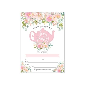 25 Floral Tea Party Invitations Little Girl Garden Tea Cup Time