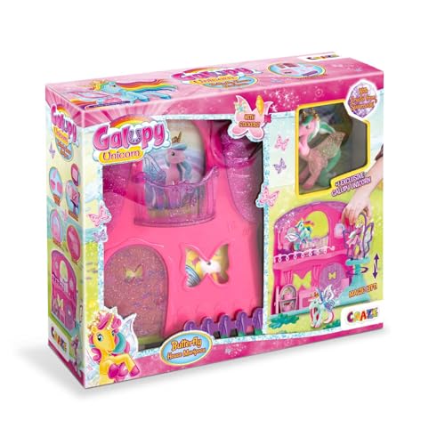 Playset Farfalla House, 1 statuetta Unicorno inclusa, 1 Butterfly House inclusa, playset Unicorno da collezione, giocattoli per bambini da 3 anni, Accessori inclusi