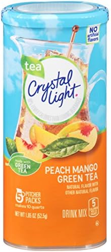 Crystal Light Drink Mix, Peach Mango Green Tea, Pitcher Packets (Pack Of 12 Canisters)