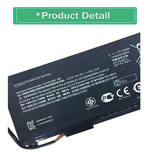 Emaks VT06XL Battery VT06 VT06086XL for HP Envy TPN-I103 17-3000 17t-3000 Series,P/N:HSTNN-DB3F HSTNN-IB3F 657240-151 657240-171 657240-251 657240-271 657503-001 996TA008H -10.8V 86Wh(7450mAh) 12-Cell