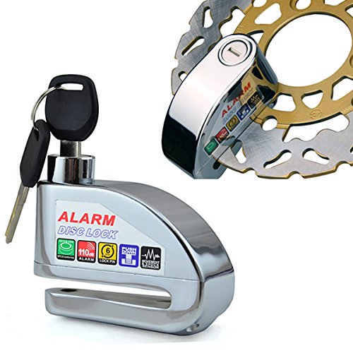 Bike Lock,Anti-theft Alarm Disc Lock Waterproof Disc Brake Lock with 110db Alarm Sound for Motorcycles Bicycles (Silver)