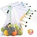 Lavinrose Reusable Produce Bags, Reusable Mesh Produce Bags with Drawstring & Tare Weight Tags, Durable Overlock-Stitched Strength, See-Through & Washable Storage Bags, Set of 9