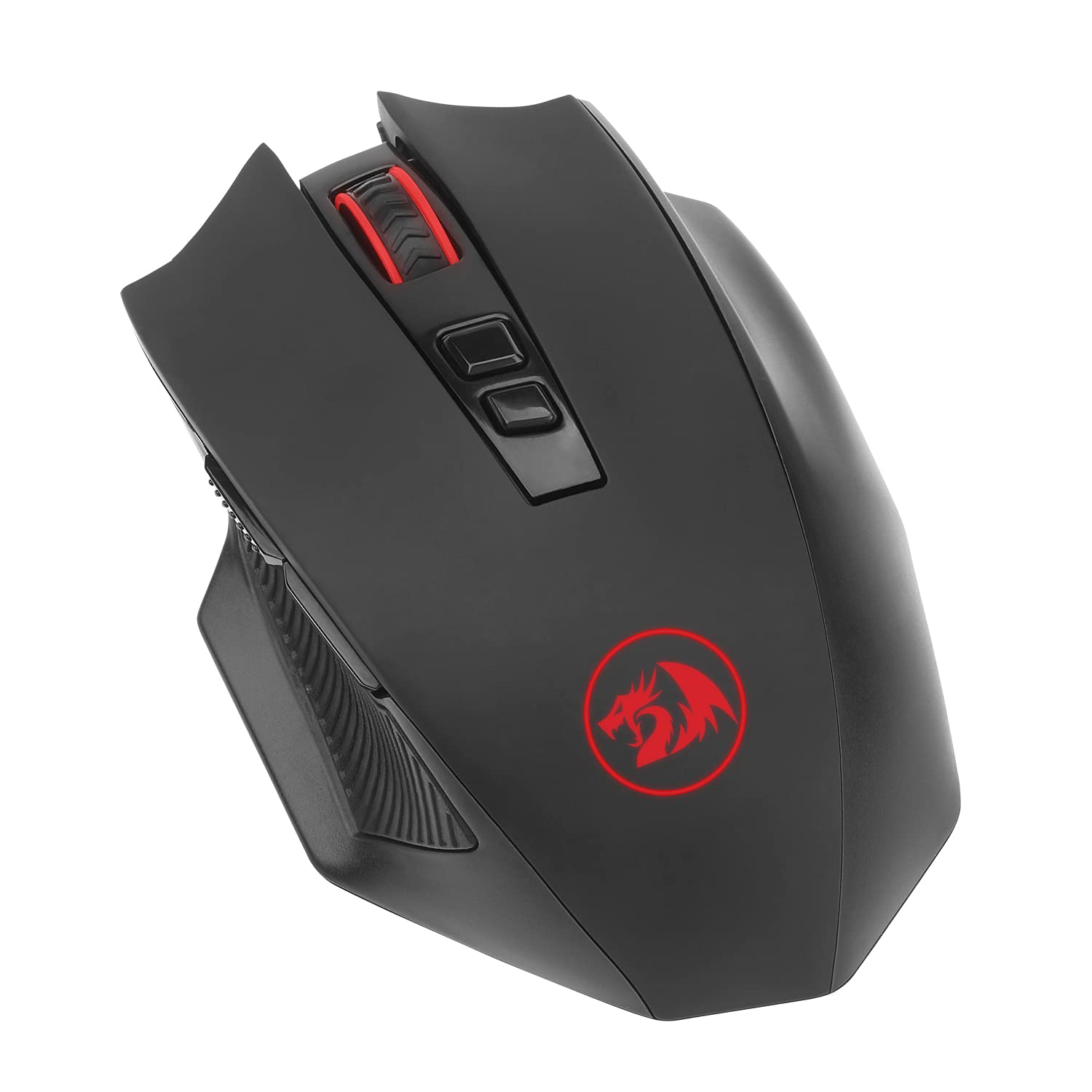 Redragon M655 Ergonomic Wireless Gaming Mouse, Red LED Backlit with 7 Buttons Macro Programmable 4000 DPI for Windows PC Gamer