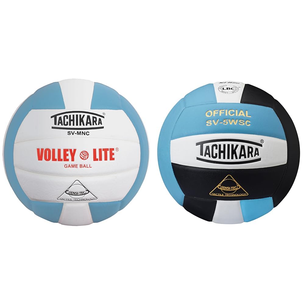 Tachikara Volley-Lite Additional Colors (EA) and Sensi-Tec® Composite Volleyball (Powder Blue/White/Black) Image