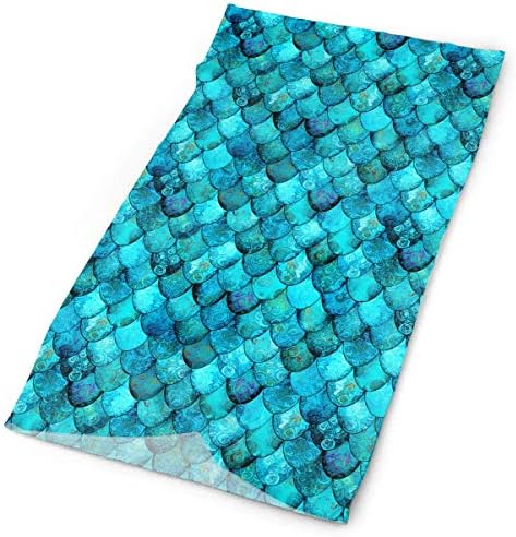 Turquoise Mermaid Men Women Face Mask Neck Gaiter Sun Shade Shield Bandanas Headwear Wide Headbands Scarf Head Wrap