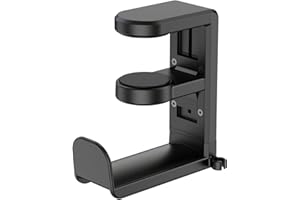 PC Gaming Headset Headphone Hook Holder Hanger Mount, Headphones Stand with Adjustable & Rotating Arm Clamp, Under Desk Desig