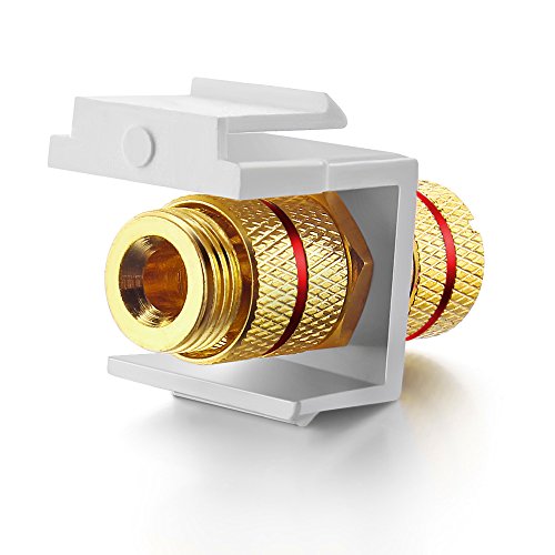 ICESPRING White Keystone Banana Jacks with Black & Red Rings Binding