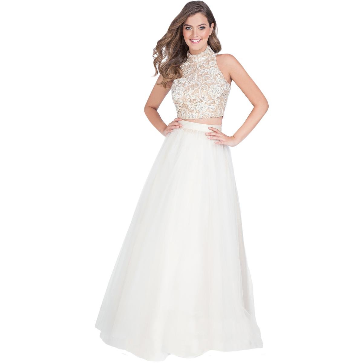 Terani Couture Lace Prom Crop Top Dress