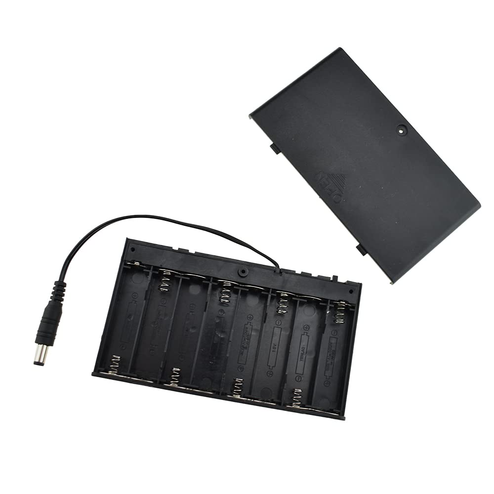 Photo 1 of HAHIYO 12V 8x1.5V AA Battery Holder with DC Plug Portable Supply Quick Swap Securely Lids On/Off Switch Plastic Batteries Storage Box Case 2 Pieces for Wireless Cameras Halloween LED Light Strips