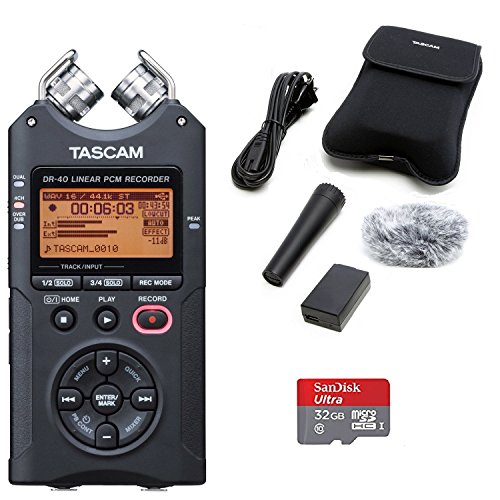 Tascam dr-40 digital recorder with accessory kit and 32…