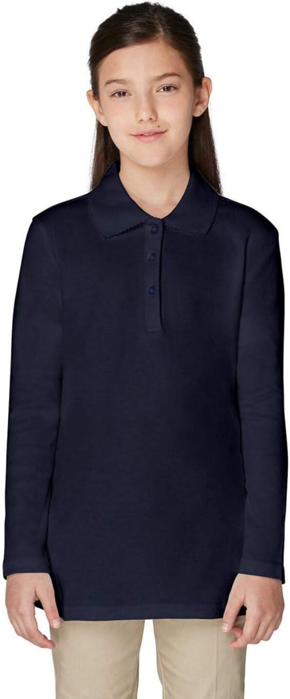 French ToastGirls' Uniform Long Sleeve Polo with Picot Collar (Standard & Plus)