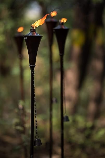 deco home juego de 4 antorchas conicas para jardin 59 8 in color marron