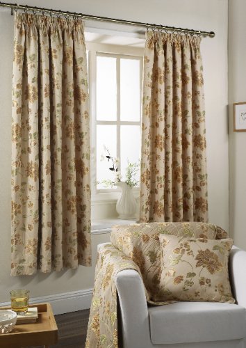 Stunning Heavyweight Gold Cream Green Floral Tapestry Lounge