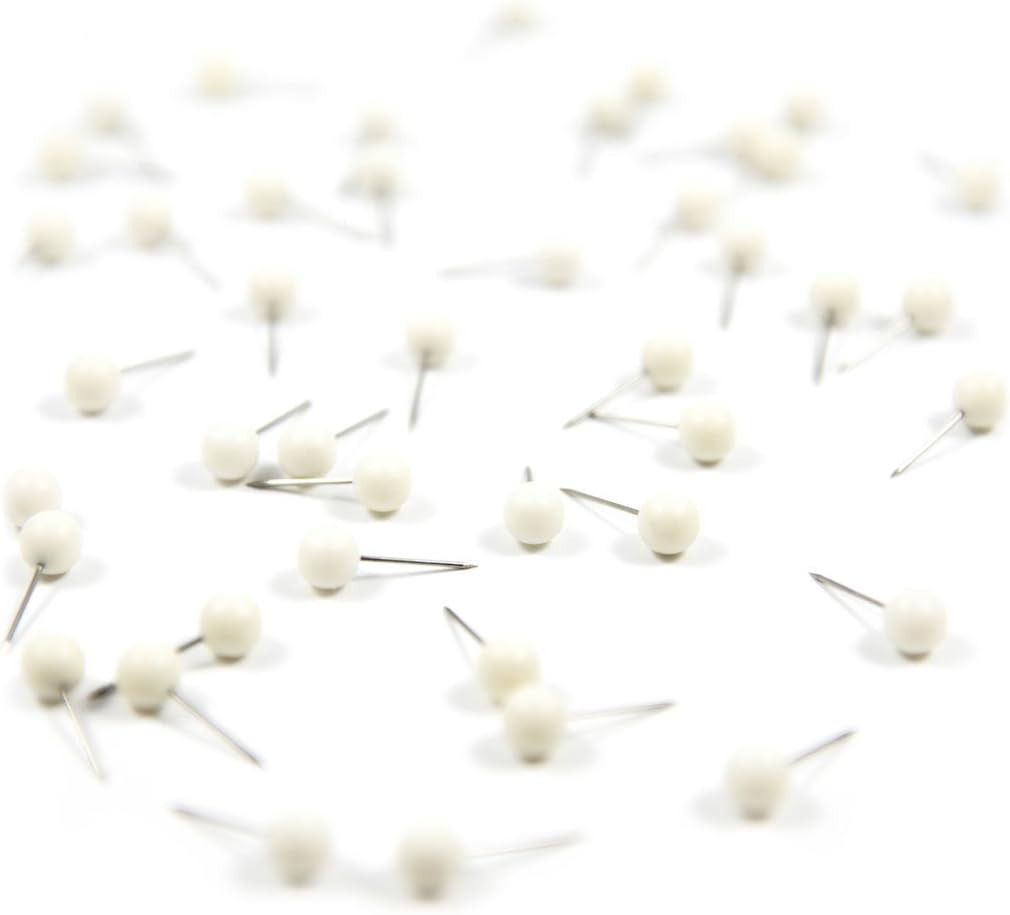 Map Tacks White (Matte) by Conquest Maps 1/4" Round Matte Head: 50 Pins Per Box. Clean White Color, Wedding Push pins, Travel Map Push Pins, Large White map Push pins