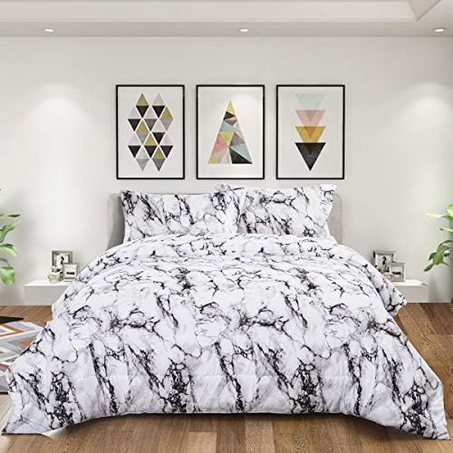 Marble Comforter Set Queen Clearly White Grey Marble Printed Bedding