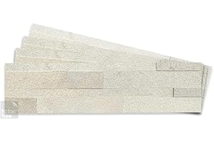 Tic Tac Tiles Peel and Stick Self Adhesive Removable Stick On Kitchen Backsplash Bathroom 3D Stone Tiles (12-Sheet) (Stone Beige)